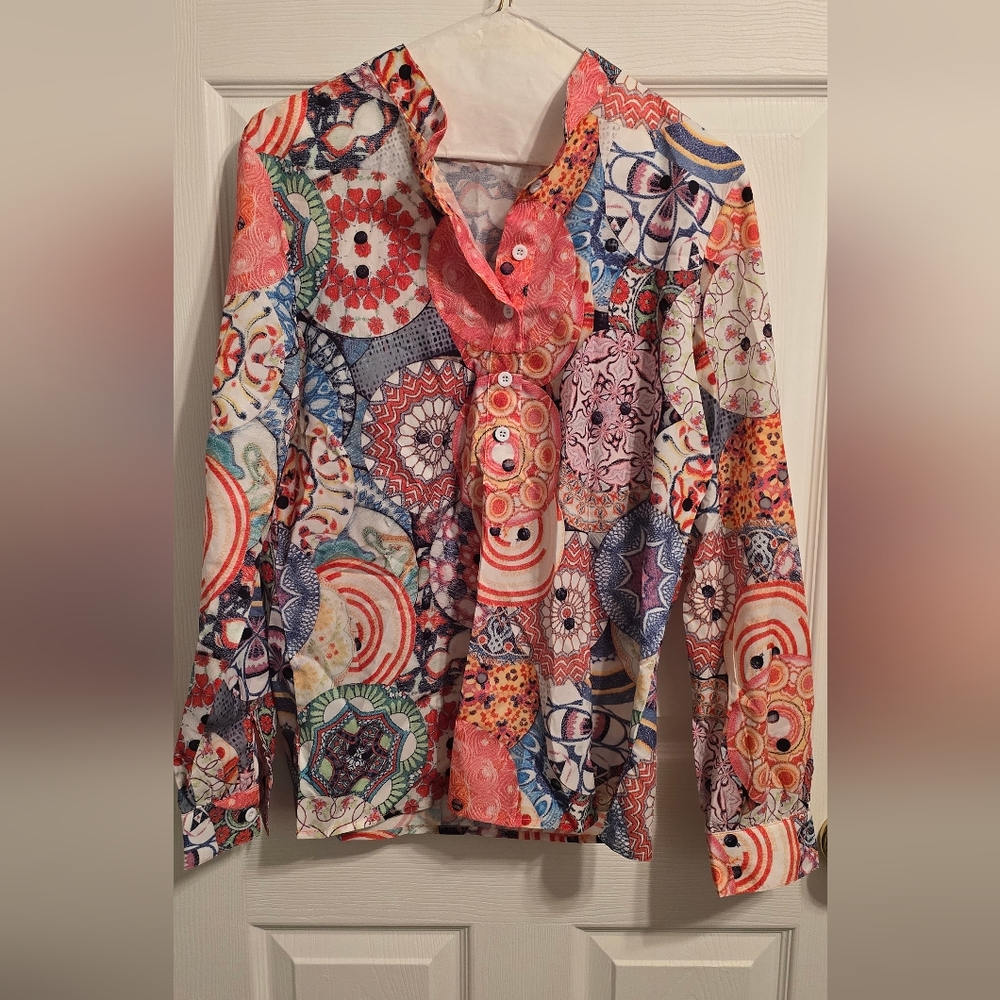Fashion Says Me Too ladies milti color blouse size large NWT